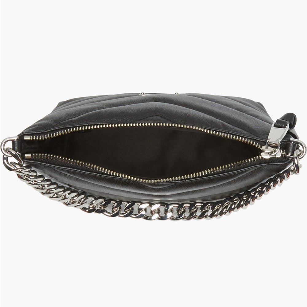 Rebecca Minkoff Edie Black Leather Crossbody Bag Silver Chain - Picture 4 of 5